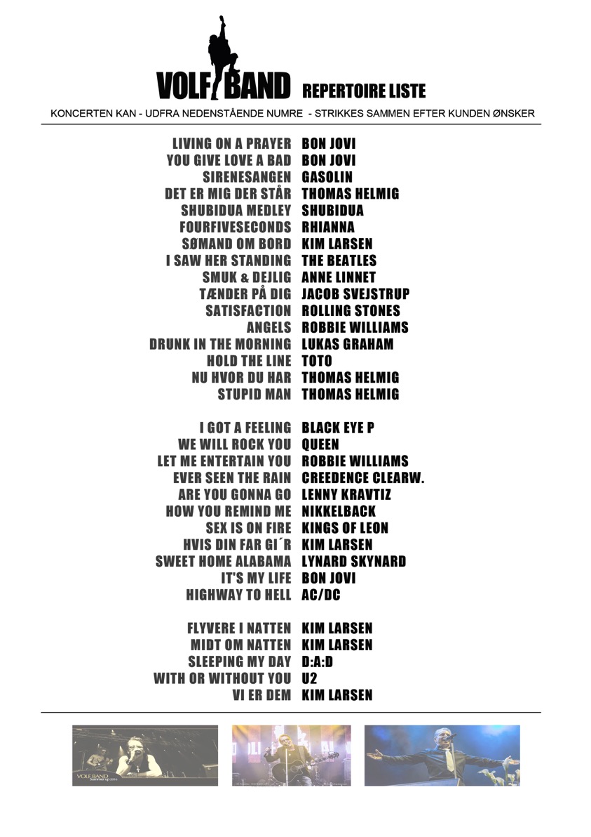 VOLF BAND REPERTOIRE LISTE